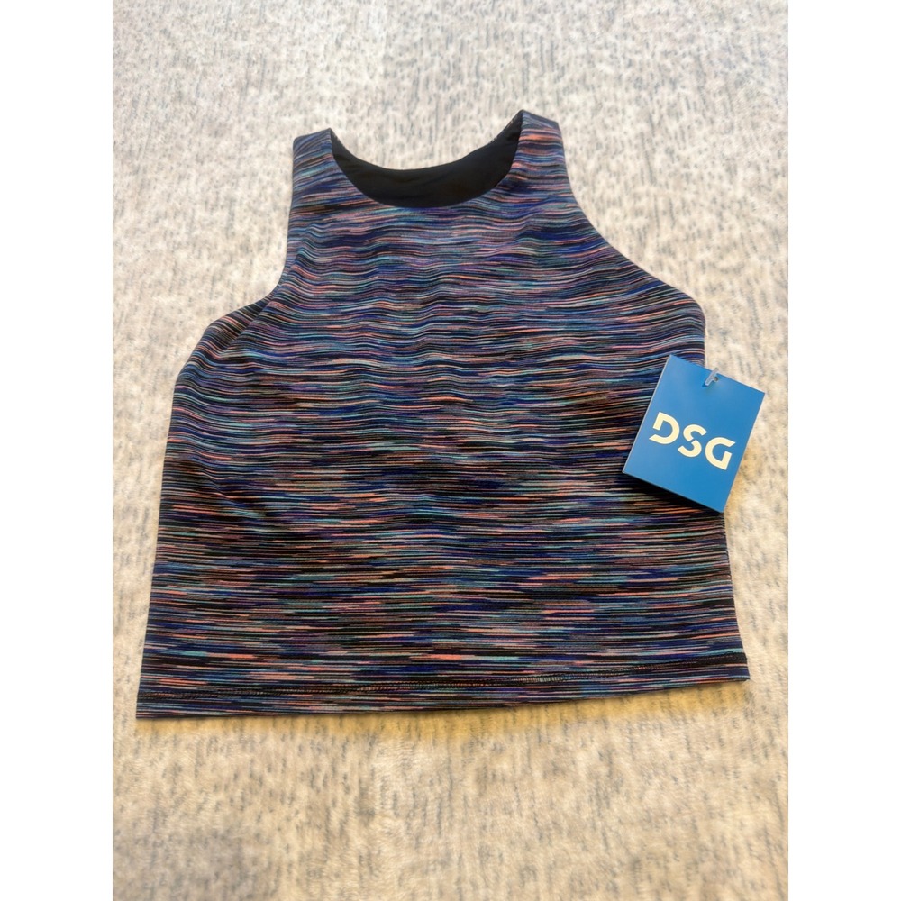DSG Kids Athletic Crop Top Multi Color Stripe Racerback Activewear Size MED NWT